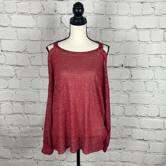 NWOT Free People Cold Shoulder Long-sleeve Top L